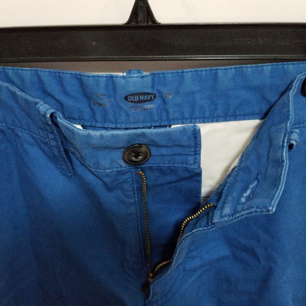 Old Navy Flat Front Casual Slim Fit Shorts Blue Men's Size 28 W Inseam 8" - Picture 3 of 3